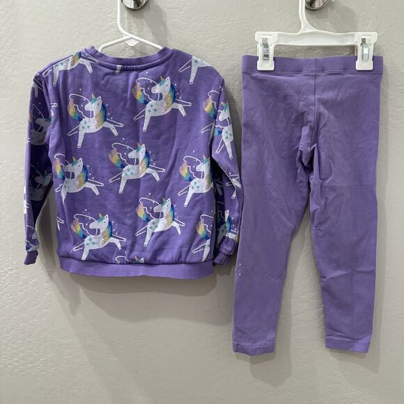 Marks & Spencer Purple Unicorns Sweatshirt & Leggings Outfit - Picture 7 of 10